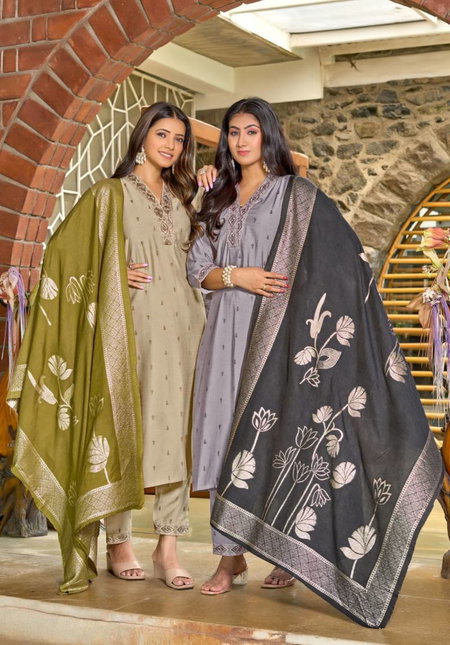Naisha K 95 Dobby Jacquard Kurti Bottom With Dupatta Wholesalers In Delhi